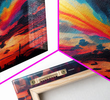 Carregar imagem no visualizador da galeria, Beautiful Panoramic Watercolor Sunset, Extra Large Wall Art, Framed Panoramic Canvas Print, Framed Wall Art
