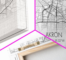 Carregar imagem no visualizador da galeria, Akron Street Map, Ohio Map, Map Print, Modern Art, Wall Art, Canvas Print, Wall Hanging, Office Wall Décor, Couples Gift, City Map Canvas
