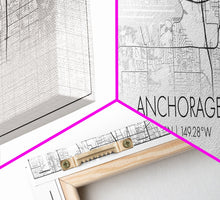 Load image into Gallery viewer, Panoramic Anchorage City Map, Alaska Art, Map Print, Minimalist Wall Art, Canvas Art, Housewarming Gift, Street Map Art, Closing Gift

