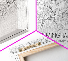 Carregar imagem no visualizador da galeria, Birmingham Street Map, United Kingdom Map, Map Print, Modern Art, Wall Art, Canvas Art, Grandma Gifts, Dorm Décor, Office Wall Art, Prints
