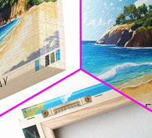 Load image into Gallery viewer, Adventure Bay, Australia Panoramic Beach Print, Vacation Gift, Australia Wall Art, Framed Canvas Print, Framed Beach Painting
