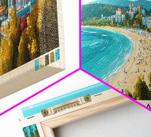 Carregar imagem no visualizador da galeria, Albena, Bulgaria Panoramic Beach Print, Vacation Gift, Bulgaria Wall Art, Framed Canvas Print, Framed Beach Painting

