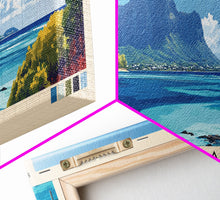 Load image into Gallery viewer, Blue Bay, Mauritius Panoramic Print, Vacation Gift, Mauritius Wall Art, Beach Painting, Beach Decor, Large Wall Art, Wood Frame Art
