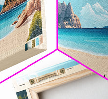Cargar imagen en el visor de la galería, Cala Saura, Spain Panoramic Print, Vacation Gift, Spain Wall Art, Beach Painting, Beach Decor, Large Wall Art, Wood Frame Art
