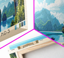 Load image into Gallery viewer, Coron Bay Islands, Philippines Panoramic Beach Print, Vacation Gift, Philippines Wall Art, Framed Canvas Print, Framed Beach Painting
