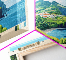 Carregar imagem no visualizador da galeria, Faial Island, Portugal Panoramic Print, Vacation Gift, Portugal Wall Art, Beach Painting, Beach Decor, Large Wall Art, Wood Frame Art
