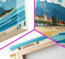 Load image into Gallery viewer, Forte dei Marmi, Italy Panoramic Beach Print, Vacation Gift, Italy Wall Art, Framed Canvas Print, Framed Beach Painting
