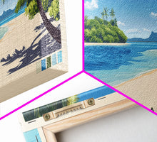 Load image into Gallery viewer, Muri Beach, Cook Islands Panoramic Beach Print, Vacation Gift, Cook Islands Wall Art, Framed Canvas Print, Framed Beach Painting
