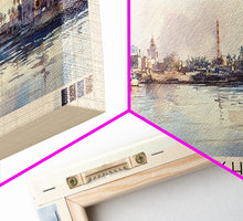 Load image into Gallery viewer, Ain Sokhna, Egypt Watercolor Print, Vacation Gift, Egypt Wall Art, Beach Painting, Beach Decor, Large Wall Art, Wood Frame Art
