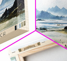 Carregar imagem no visualizador da galeria, Air Manis Beach, Indonesia Watercolor Beach Print, Vacation Gift, Indonesia Wall Art, Framed Canvas Print, Framed Beach Painting
