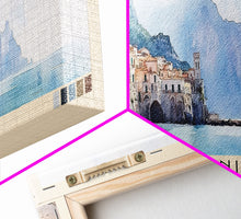 Load image into Gallery viewer, Atrani, Italy Watercolor Beach Print, Vacation Gift, Italy Wall Art, Beach Painting, Beach Decor, Beach Painting
