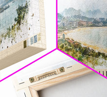 Carregar imagem no visualizador da galeria, Beidaihe, China Watercolor Beach Print, Vacation Gift, China Wall Art, Framed Canvas Print, Framed Beach Painting
