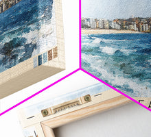 Load image into Gallery viewer, Bondi Beach, Sydney, Australia Watercolor Print, Vacation Gift, Sydney, Australia Wall Art, Beach Painting, Beach Decor, Large Wall Art, Wood Frame Art
