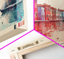 Load image into Gallery viewer, Burano, Italy Watercolor Print, Vacation Gift, Italy Wall Art, Beach Painting, Beach Decor, Large Wall Art, Wood Frame Art
