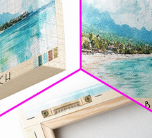 Load image into Gallery viewer, Cabarete Beach, Dominican Republic Watercolor Print, Vacation Gift, Dominican Republic Wall Art, Beach Painting, Beach Decor, Large Wall Art, Wood Frame Art
