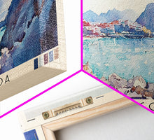 Load image into Gallery viewer, Cala Pregonda, Spain Watercolor Print, Vacation Gift, Spain Wall Art, Beach Painting, Beach Decor, Large Wall Art, Wood Frame Art
