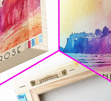 Cargar imagen en el visor de la galería, Côte de Granit Rose, France Watercolor Beach Print, Vacation Gift, France Wall Art, Framed Canvas Print, Framed Beach Painting
