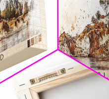 Load image into Gallery viewer, Damas Island, Chile Watercolor Beach Print, Vacation Gift, Chile Wall Art, Framed Canvas Print, Framed Beach Painting
