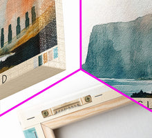 Load image into Gallery viewer, Easter Island, Chile Watercolor Beach Print, Vacation Gift, Chile Wall Art, Beach Painting, Beach Decor, Beach Painting
