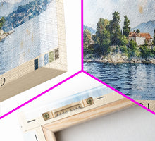 Load image into Gallery viewer, Embiez Island, France Watercolor Beach Print, Vacation Gift, France Wall Art, Framed Canvas Print, Framed Beach Painting
