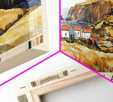 Cargar imagen en el visor de la galería, Faial Island, Portugal Watercolor Beach Print, Vacation Gift, Portugal Wall Art, Framed Canvas Print, Framed Beach Painting
