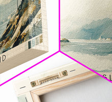 Load image into Gallery viewer, Flores Island, Portugal Watercolor Beach Print, Vacation Gift, Portugal Wall Art, Framed Canvas Print, Framed Beach Painting
