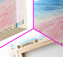 Load image into Gallery viewer, Pink sand Subic beach Matnog, Philippines Watercolor Print, Vacation Gift, Philippines Wall Art, Beach Painting, Beach Decor, Large Wall Art, Wood Frame Art
