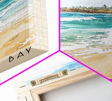 Carregar imagem no visualizador da galeria, Adventure Bay, Australia Watercolor Beach Print, Vacation Gift, Australia Wall Art, Framed Canvas Print, Framed Beach Painting
