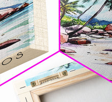 Load image into Gallery viewer, Anse Cocos, Seychelles Watercolor Beach Print, Vacation Gift, Seychelles Wall Art, Beach Painting, Beach Decor, Beach Painting
