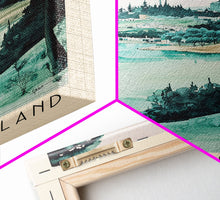 Load image into Gallery viewer, Auckland Island, New Zealand Watercolor Print, Vacation Gift, New Zealand Wall Art, Beach Painting, Beach Decor, Large Wall Art, Wood Frame Art
