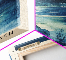 Load image into Gallery viewer, Bečići Beach, Montenegro Watercolor Print, Vacation Gift, Montenegro Wall Art, Beach Painting, Beach Decor, Large Wall Art, Wood Frame Art
