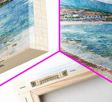 Carregar imagem no visualizador da galeria, Beidaihe, China Watercolor Beach Print, Vacation Gift, China Wall Art, Framed Canvas Print, Framed Beach Painting
