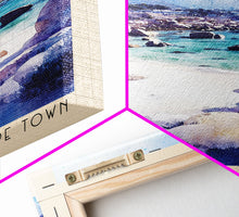 Load image into Gallery viewer, Boulders Beach, Cape Town, South Africa Watercolor Print, Vacation Gift, South Africa Wall Art, Beach Painting, Beach Decor, Large Wall Art, Wood Frame Art
