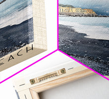 Carregar imagem no visualizador da galeria, Camogli Beach, Italy Watercolor Beach Print, Vacation Gift, Italy Wall Art, Framed Canvas Print, Framed Beach Painting
