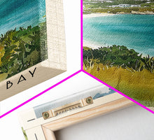 Load image into Gallery viewer, Captain&#39;s Bay, Anguila Watercolor Print, Vacation Gift, Anguila Wall Art, Beach Painting, Beach Decor, Large Wall Art, Wood Frame Art
