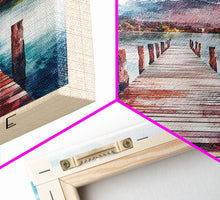 Load image into Gallery viewer, Chiemsee, Germany Watercolor Print, Vacation Gift, Germany Wall Art, Beach Painting, Beach Decor, Large Wall Art, Wood Frame Art
