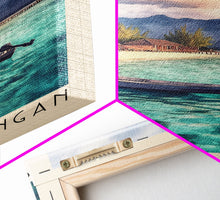 Load image into Gallery viewer, Gili Trawangan, Indonesia Watercolor Beach Print, Vacation Gift, Indonesia Wall Art, Framed Canvas Print, Framed Beach Painting
