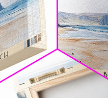 Load image into Gallery viewer, Álftanes Beach, Iceland Watercolor Print, Vacation Gift, Iceland Wall Art, Beach Painting, Beach Decor, Large Wall Art, Wood Frame Art
