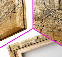 Load image into Gallery viewer, Distressed Houston map print poster canvas print, framed road map art, Texas map print poster canvas, Houston city map print poster canvas
