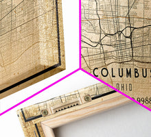 Cargar imagen en el visor de la galería, Columbus vintage map print poster or framed canvas, Ohio map print poster canvas, Columbus city map print poster canvas
