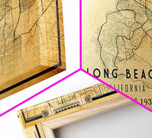 Load image into Gallery viewer, Long Beach map print poster or framed canvas | California map print poster canvas | Long Beach city map print poster canvas, distressed map
