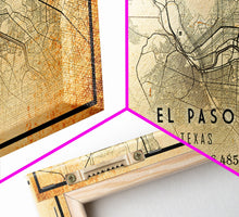 Load image into Gallery viewer, El Paso Texas Vintage Map Print, El Paso Map, Texas Map Art, El Paso City Road Map Poste, Vintage Gift Map, Travel Vacation Art, Rustic Map

