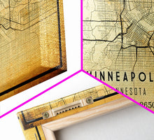 Load image into Gallery viewer, Minneapolis map print poster or framed canvas, Minnesota map print poster canvas, Minneapolis road map print poster canvas

