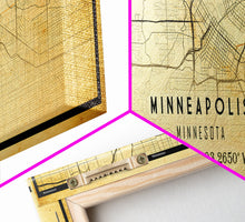 Load image into Gallery viewer, Minneapolis Panoramic map print poster or framed canvas, Minnesota map print poster canvas, Minneapolis road map print poster canvas
