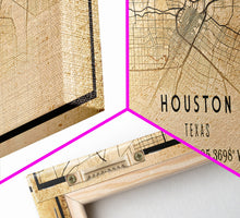 Load image into Gallery viewer, Distressed Panoramic Houston map print poster canvas print, framed road map art, map print poster canvas, Houston city map print canvas
