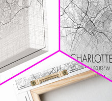 Cargar imagen en el visor de la galería, Charlotte Street Map, North Carolina Map, Map Print, Modern Art, Wall Art, Canvas Art, Wall Art Framed, Appreciation Gift, Couple Wall Art
