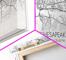 Cargar imagen en el visor de la galería, Chesapeake Street Map, Virginia Map, Map Print, Modern Art, Wall Art, Canvas Art, Gift For Friend, Teen Bedroom Décor, Rustic Mantle Décor
