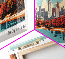 Carregar imagem no visualizador da galeria, Atlanta Georgia Panoramic Painting, Mid Century Modern Framed Canvas Print, Retro Pop Art Travel Poster, Home Decor, City Wall Art
