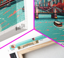 Cargar imagen en el visor de la galería, Chicago Illinois Panoramic Travel Poster Canvas Print
