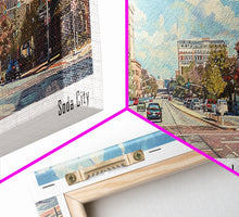 Cargar imagen en el visor de la galería, Columbia South Carolina Panoramic Watercolor Painting Framed Canvas Print, Travel Poster Art, Urban Cityscape, Living Room Decor, Wall Hanging, Office Art, Southern Charm Gift
